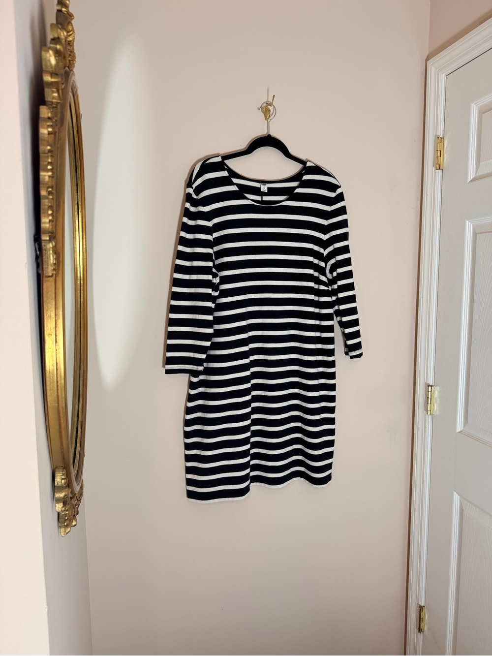 Old Navy Black and White Striped Midi Dress
